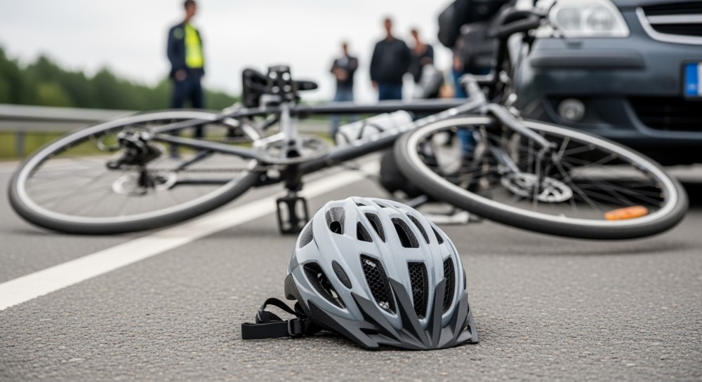 Rowerzysta w szaleńczym manewrze zderza się z Toyotą!